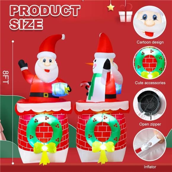 Amazon.com: VIVOHOME 8FT Christmas Inflatable Outdoor  8ft Double-Sided Christmas Inflatables Outdoor Decoration with Rotating Snowman
